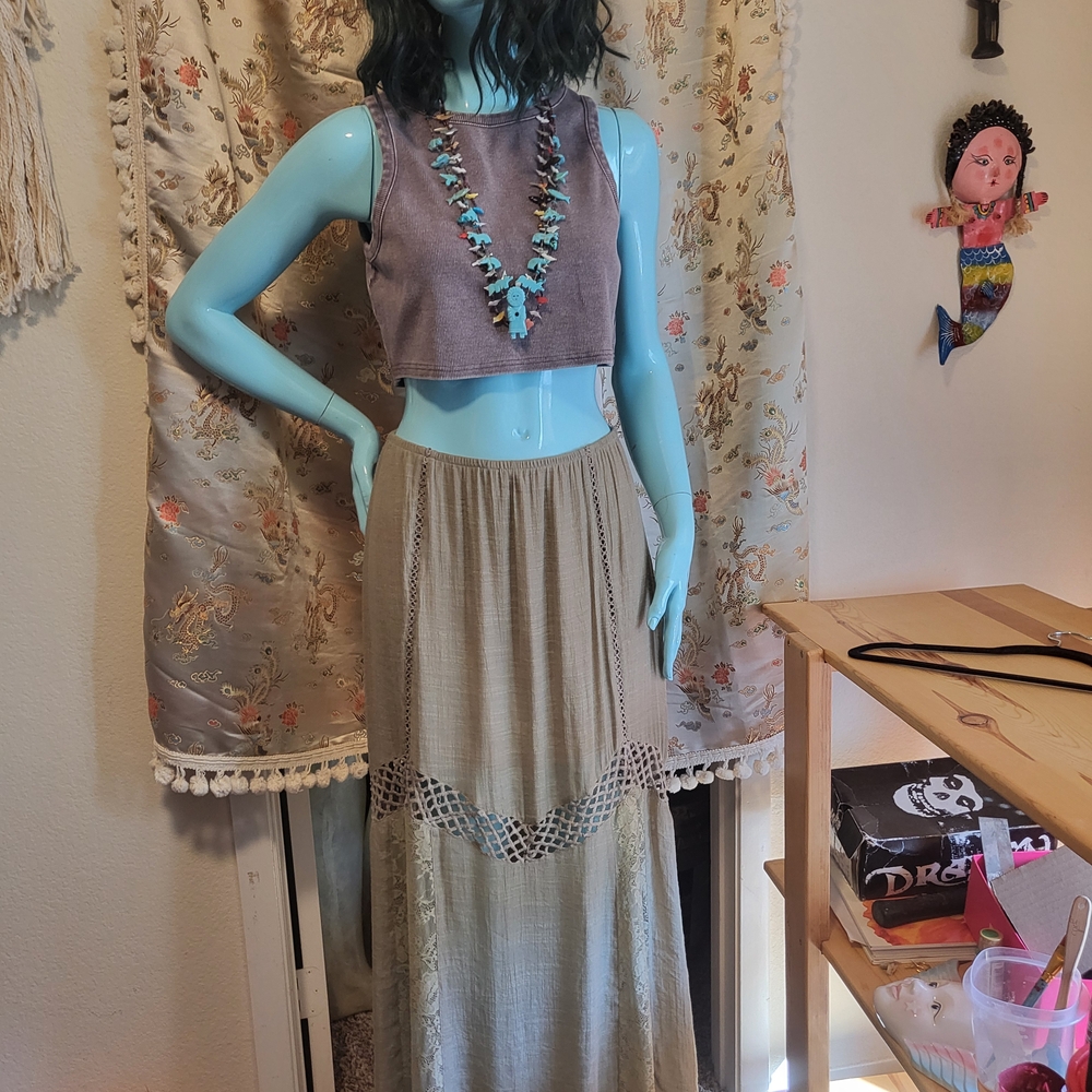 Chic Olive Maxi Skirt